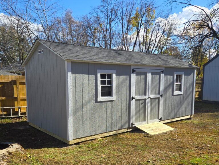 Completed custom backyard shed built on site in Louisville,Kentucky